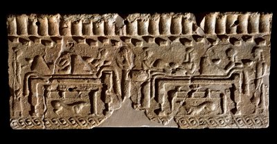 Etruská civilizace: terakotový vlys zdobený banketovou scénou. 580 př.nl Rozm. Rozměr 24 x 54 cm. Z paláce Murlo. Murlo, Antiquarium Comunale od Etruscan