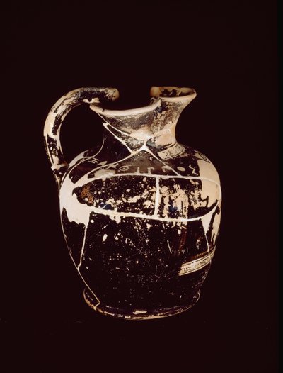 Oenochoe s nápisem xanthippos. Z hrobky 709 z Valle Trebbia, 5. století před naším letopočtem od Etruscan