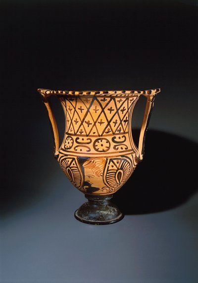 Červenofigurový kalich krater (váza na míchání vína a vody) zobrazující lidskou tvář od Etruscan