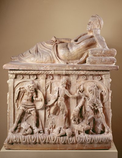 Popelnice, 2. století před naším letopočtem (terakota s polychromací) od Etruscan Etruscan