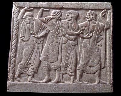 Taneční scéna, nízký reliéf mramorového náhrobku od Etruscan Etruscan