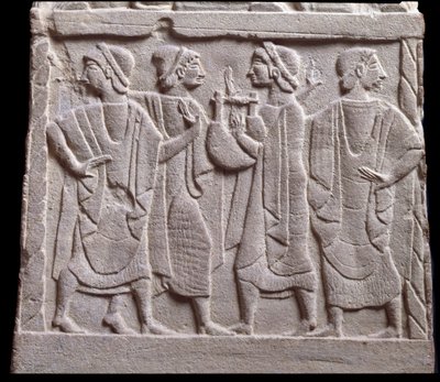 Taneční scéna, nízký reliéf mramorového náhrobku od Etruscan Etruscan