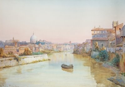 Pohled na řeku Tevere z mostu Ponte Sisto od Ettore Roesler Franz