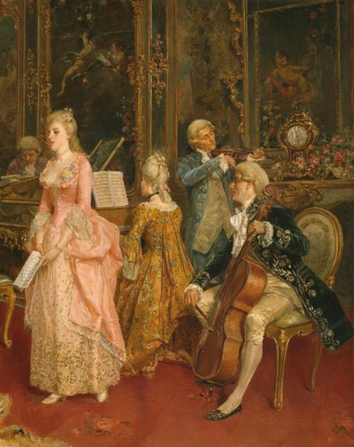 Koncert v době Mozarta, 1853 (detail) od Ettore Simonetti