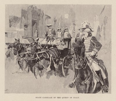 Státní kočár italské královny (rytina) od Ettore Tito