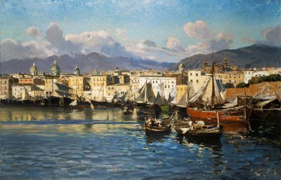Starý přístav Palermo (olej na plátně) od Ettore de Maria Bergler