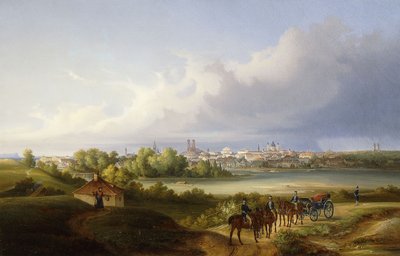 Pohled na Mnichov a řeku Isar, 1838 od Eugen Adam