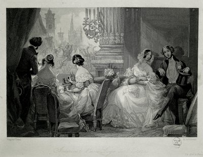 Interiér pařížské opery, lidé v lóži Rytina Eugene-Louis Lami od Eugene Louis Lami