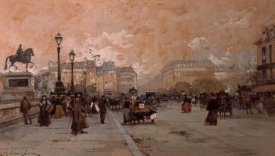 Pařížská pouliční scéna od Eugene Galien Laloue