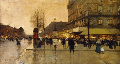 Pařížská pouliční scéna od Eugene Galien Laloue