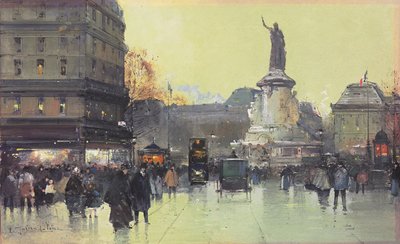 Náměstí Republiky, Paříž od Eugene Galien Laloue