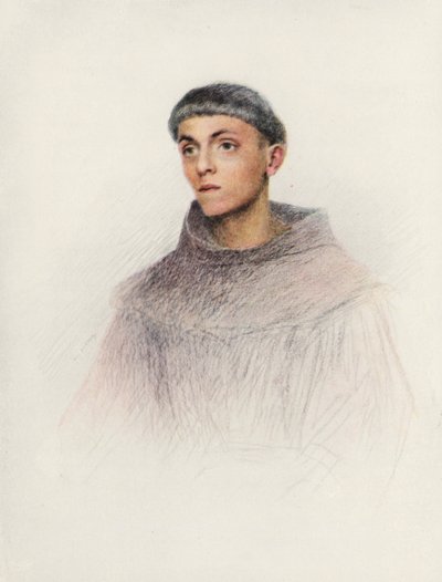 Mladý mnich (barevná litografie) od Eugene (after) Burnand