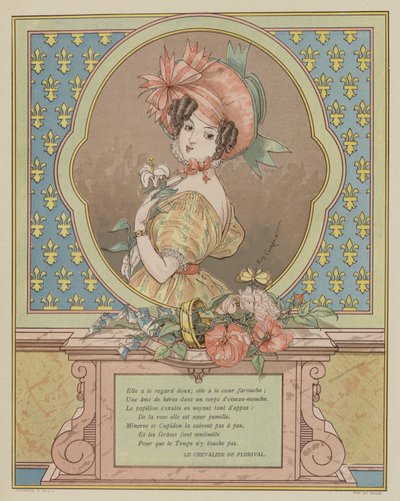 Portrét krásné mladé ženy (barva litho) od Eugene (after) Courboin