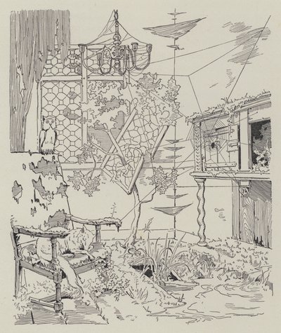 Scéna z La Dame de Gai-Fredon, od Quatrelles (Ernest L