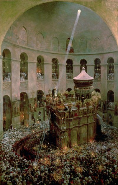 Kostel Božího hrobu, Jeruzalém: Fetes de Flambeaux od Eugene Alexis Girardet