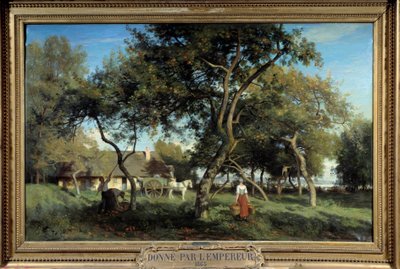 Sbírání jablek v Normandii v roce 1865. Obraz Eugene Lavieille (1820-1889) od Eugene Antoine Samuel Lavieille