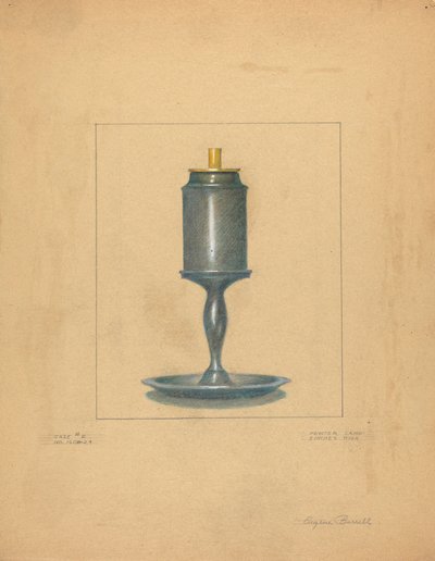 Cínová lampa od Eugene Barrell