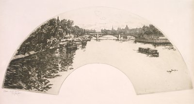 Vějíř, Seina při pohledu z Pont Royal (Éventail, La Seine vue du Pont Royal) od Eugene Bejot