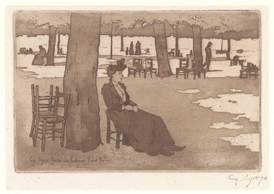 Žena v zahradě Tuileries Garden v Paříži Jardins des Tuileries Paris (název na objektu) od Eugene Bejot