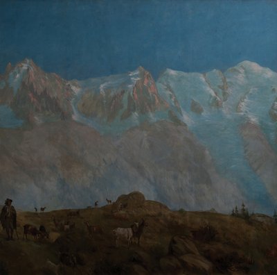 Mont Blanc, Aiguilles du Midi du Plan (olej na plátně) od Eugene Bourgeois