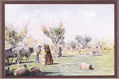 Mnich Giles pracující na vinici, 1919 od Eugene Burnand
