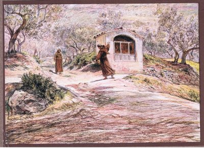 Svatý František přiměje mnicha Massea, aby se mnohokrát otočil, aby našel cestu, kterou by měl jít, 1919 od Eugene Burnand