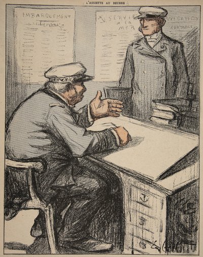 Dva námořní gentlemani ve svých kancelářích, ilustrace z 