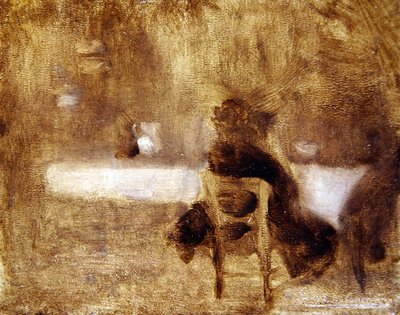 Dívka zezadu (olej na panelu) od Eugène Carrière