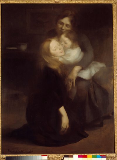 Intimita aneb velká sestra Obraz Eugene Carriere (1849-1906) Slunce 19. století. 1,3x0,99 m Paříž, musee d