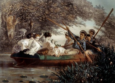 Výlet lodí Litografie Eugena Guerarda (1821-1866) Soukromá sbírka z 19. století od Eugene Charles Francois Guerard