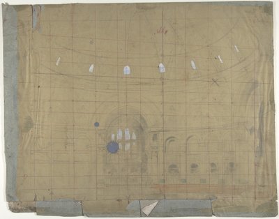 Návrh pro scénu v Opéra, Paříž: Interiér kostela, 1830-90. od Eugene Ciceri