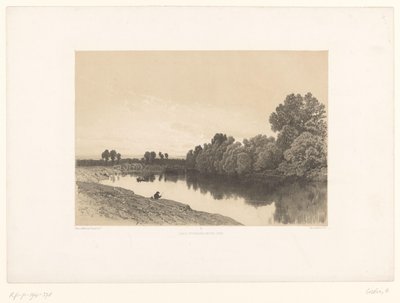 Říční krajina s rybáři ve večerním světle Malebné krajiny (název série) Croquis pittoresques (název série na objektu) od Eugene Ciceri