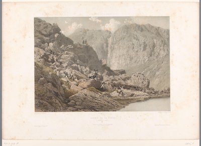 Pěší turisté na Furka Pass Chemin de la Furka (titul na objektu) Tváře ve Švýcarsku a Savoy (název série) La Suisse et la Savoie (název série na objektu) od Eugene Ciceri