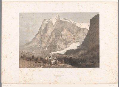Pohled na Grindelwald Grindelwald (název na objektu) Tváře ve Švýcarsku, Savojsku a Tyrolsku (název seriálu) La Suisse, la Savoie et le Tyrol (název série na objektu) od Eugene Ciceri