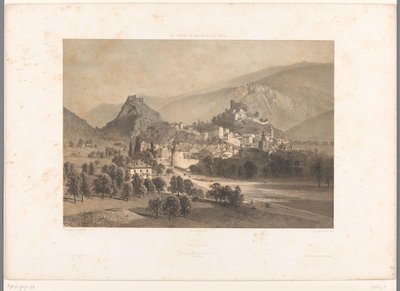 Pohled na Sion v údolí Rhony Zion (titul na objektu) Tváře ve Švýcarsku, Savojsku a Tyrolsku (název seriálu) La Suisse, la Savoie et le Tyrol (název série na objektu) od Eugene Ciceri