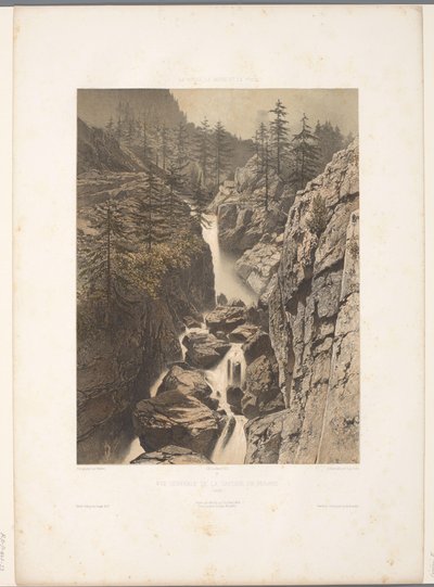 Zicht op de Bérard-waterval Celkový pohled na Cascade de Bérard (název na objektu) Gezichten in Zwitserland, Savoy in Tirol (název série) Švýcarsko, Savojsko a Tyrolsko (název série na objektu) od Eugene Ciceri