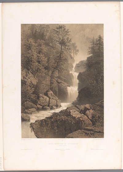 Pohled na vodopád Reichenbach Chûte, inferior du Reichenbach (titul na objektu) Tváře ve Švýcarsku a Savoy (název série) La Suisse et la Savoie (název série na objektu) od Eugene Ciceri