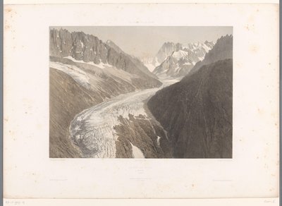Pohled na ledovec Mer-de-Glace v Chamonix La Mer de Glace, Chamonix (název na objektu) Tváře ve Švýcarsku a Savoy (název série) La Suisse et la Savoie (název série na objektu) od Eugene Ciceri