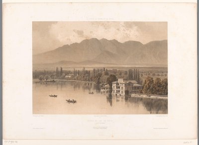 Pohled na břehy jezera Thun Bords du Lac de Thun (název na objektu) Památky ve Švýcarsku, Savojsku a Tyrolsku (název série) La Suisse, la Savoie et le Tyrol (název série na objektu) od Eugene Ciceri