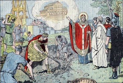 Římský císař Konstantin I. (272-337) se po křtu papežem svatým Silvestrem rozhodl postavit v Lateránu baziliku Svatého Spasitele (dnes sv. Jana z Laterana, San Giovanni in Laterano), která byla vysvěcena v roce 324, a vzal dvanáct košů od Eugene Damblans
