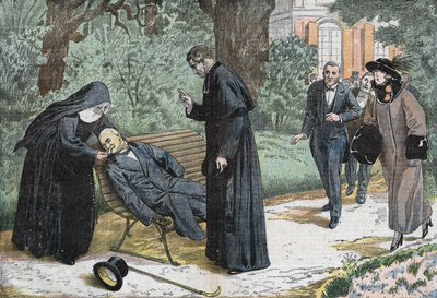Theophile Delcassé (1852-1923), francouzský politik zemřel na embolii v zahradě eveche v Nice v roce 1923. Kresba Damblans. od Eugene Damblans