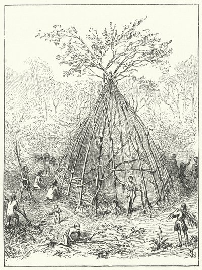 Rané lidské obydlí od Eugene Emmanuel after Viollet le Duc