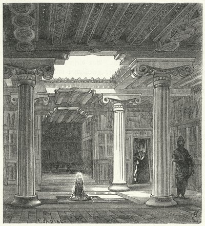 Iónské nádvoří starověkého řeckého domu od Eugene Emmanuel after Viollet le Duc