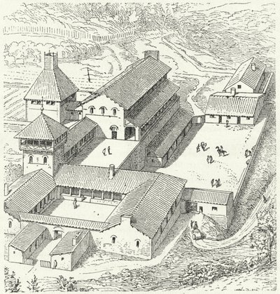 Merovejský královský palác od Eugene Emmanuel after Viollet le Duc