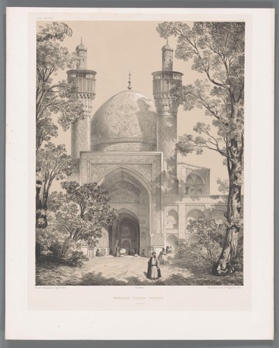 Škola Chahar Bagh v Isfahánu Mešita-Sultan-Hussein Ispahan (název na objektu) Perské krajiny (název série) Perse modern (název série) od Eugene Flandin