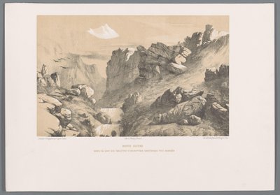 Ganjnameh op de berg Alvand v Íránu Mount Elvendská rokle, kde jsou klínové nápisy poblíž Hamadanu (název na předmětu) od Eugene Flandin