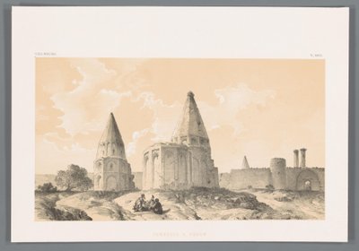 Hrobky v Qom Tombeaux a Khoum (název na objektu) Perské krajiny (název série) Perse modern (název série) od Eugene Flandin