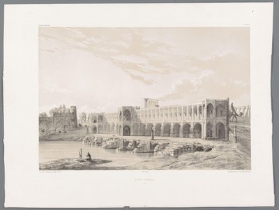 Khaju Bridge nebo Pol-e Khaju v Isfahánu Pont Kadjiou Chiraz (titul na objektu) Perské krajiny (název série) Perse modern (název série) od Eugene Flandin