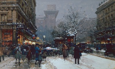 Porte St. Denis, Paříž (černá křída a tělová barva) od Eugene Galien Laloue