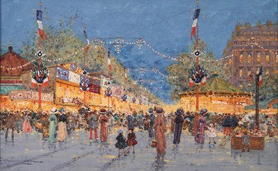 Perníkový jarmark. Náměstí národa, c. 1930 od Eugene Galien Laloue